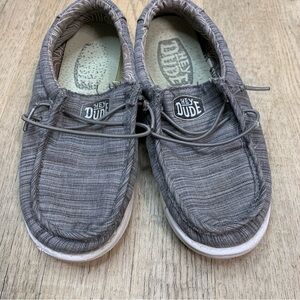 Boys Hey Dude Wally Youth blend linen slip-on shoes gray size k13